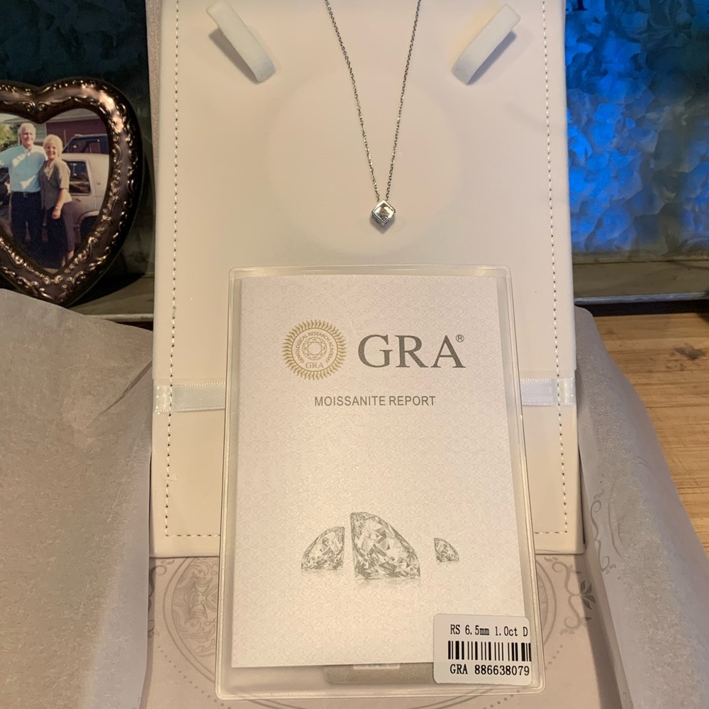 1‎ ct Moissanite cube necklace